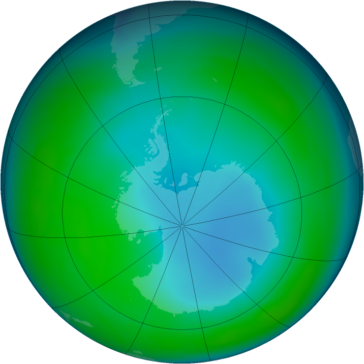 Antarctic ozone map for June 1985